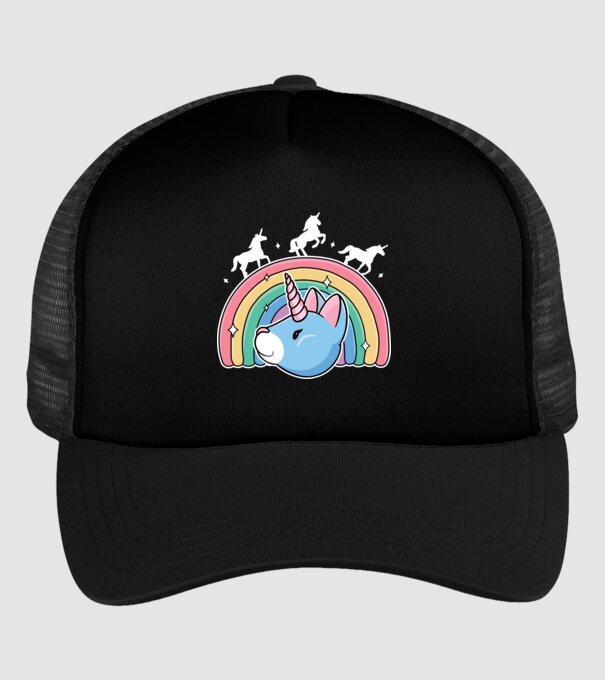 Pisică Unicorn model negru pe tricou