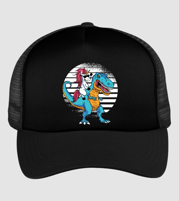 Unicorn cu dinozaur tricou amuzant model negru pe tricou