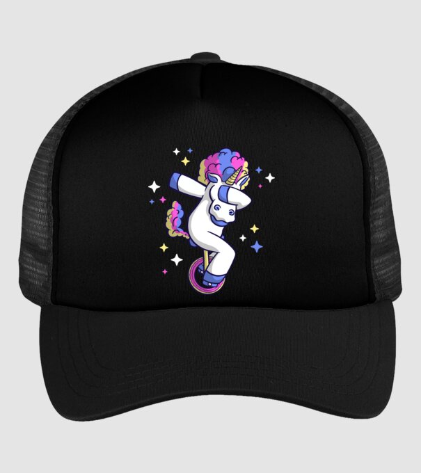 Unicorn pe monociclu model negru pe tricou