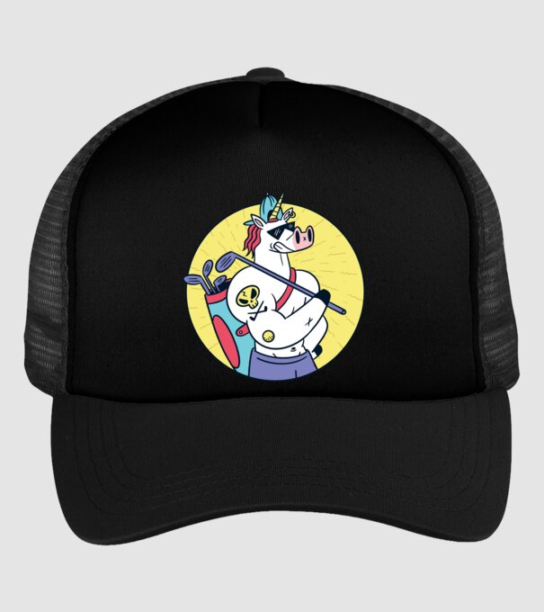 Unicorn Golf model negru pe tricou
