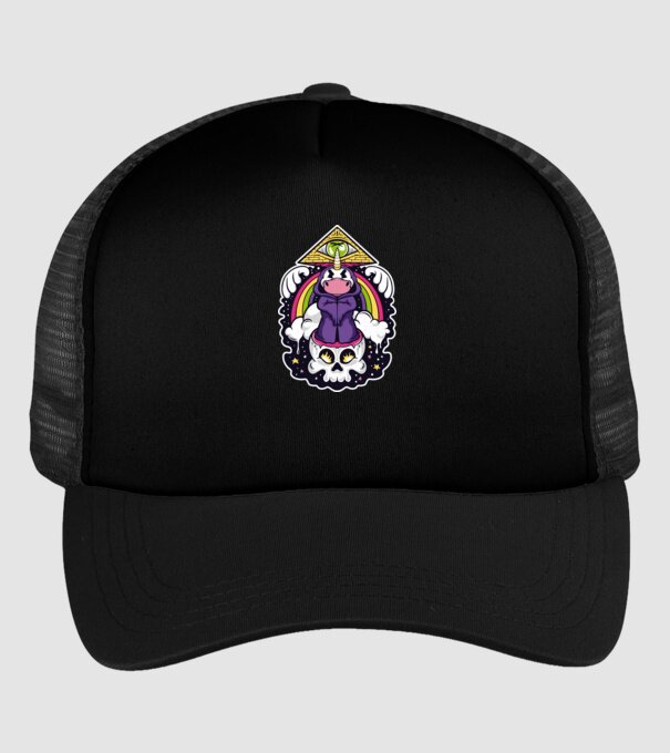Unicorn Illuminati model negru pe tricou