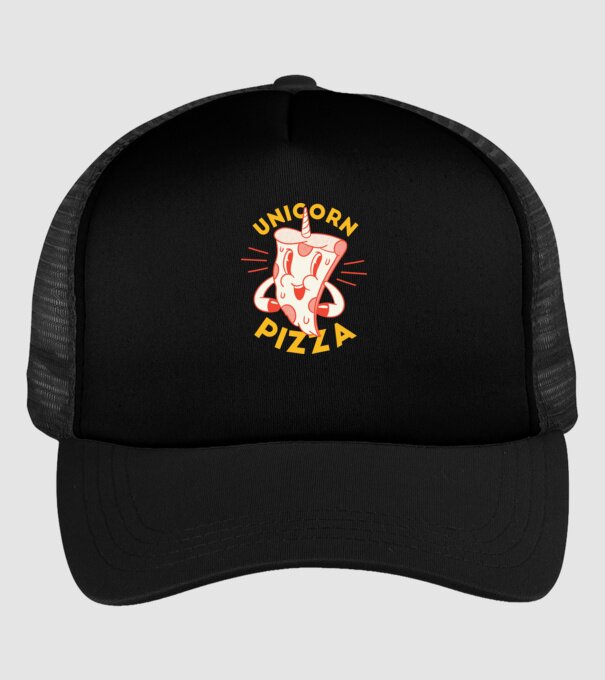 Unicorn Pizza model negru pe tricou