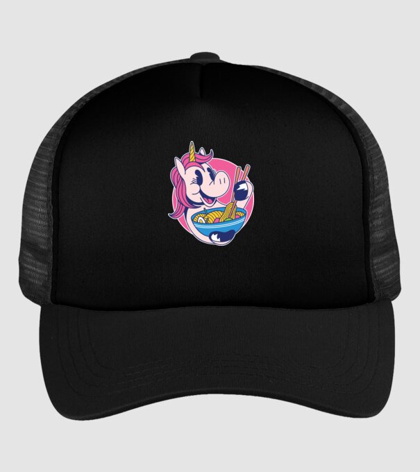 Unicorn Ramen model negru pe tricou