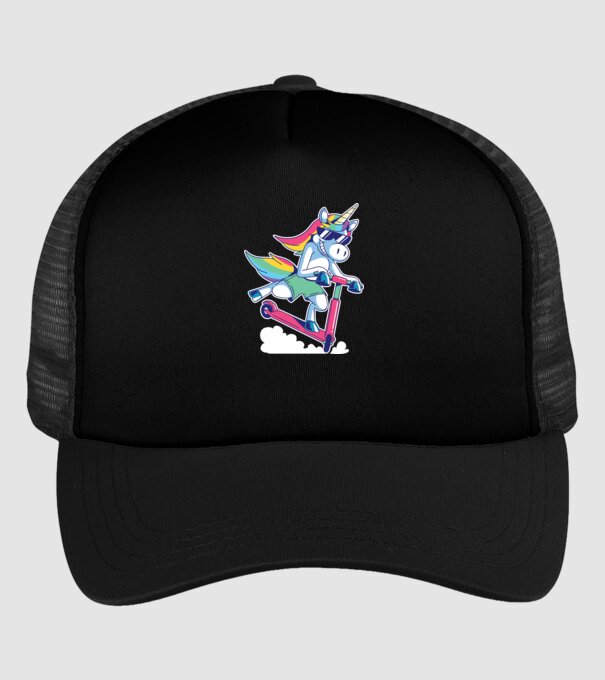 Unicorn cu trotinetă tricou amuzant model negru pe tricou