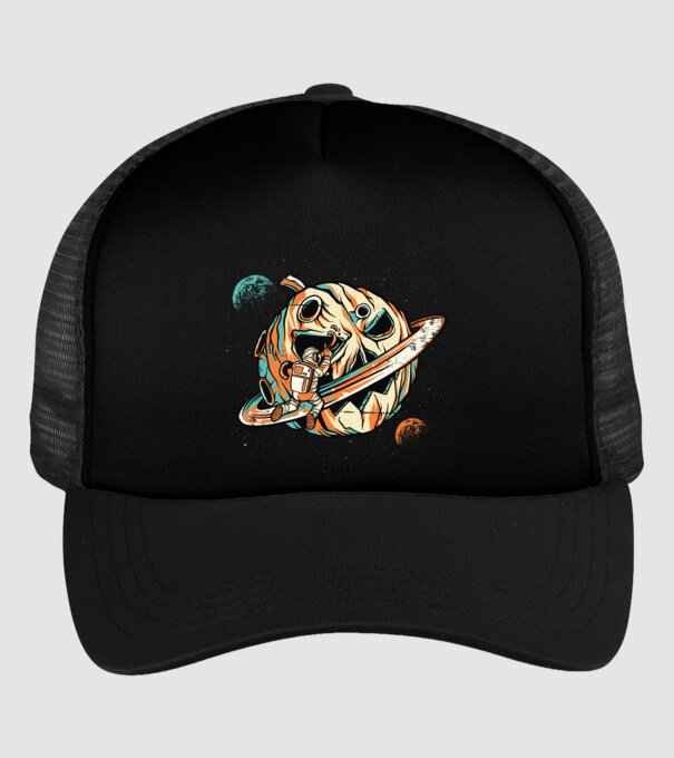 Astronaut cap de dovleac de Halloween model negru pe tricou