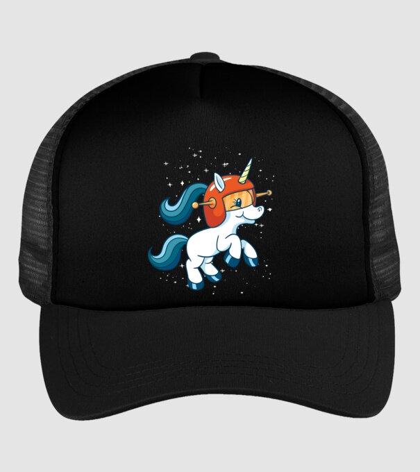 Unicorn Astronaut model negru pe tricou