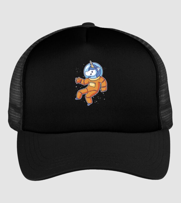 Unicorn Astronaut model negru pe tricou