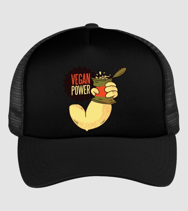 Putere vegan model negru pe tricou