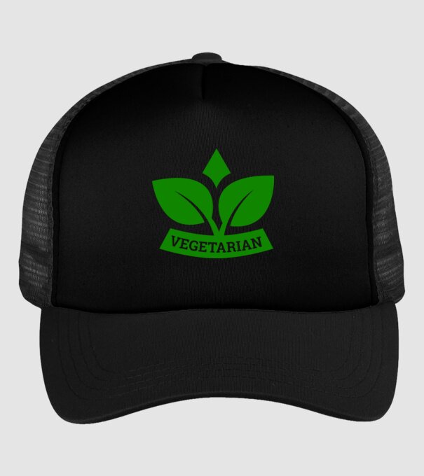 Vegetarian badge 1 model negru pe tricou