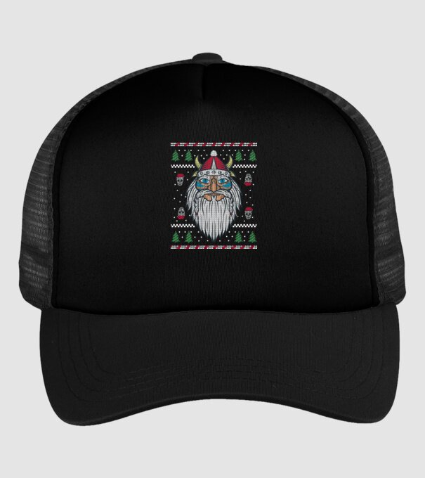 Moș Crăciun viking Pulover urât model negru pe tricou