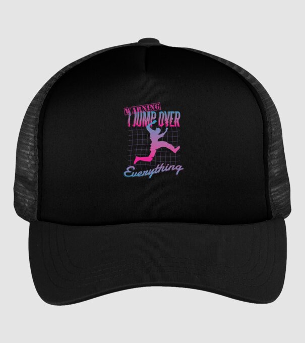 Warning I Jump over everything Parkour model negru pe tricou