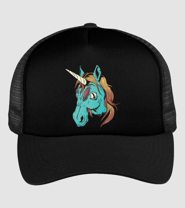 Unicorn Zombie model negru pe tricou
