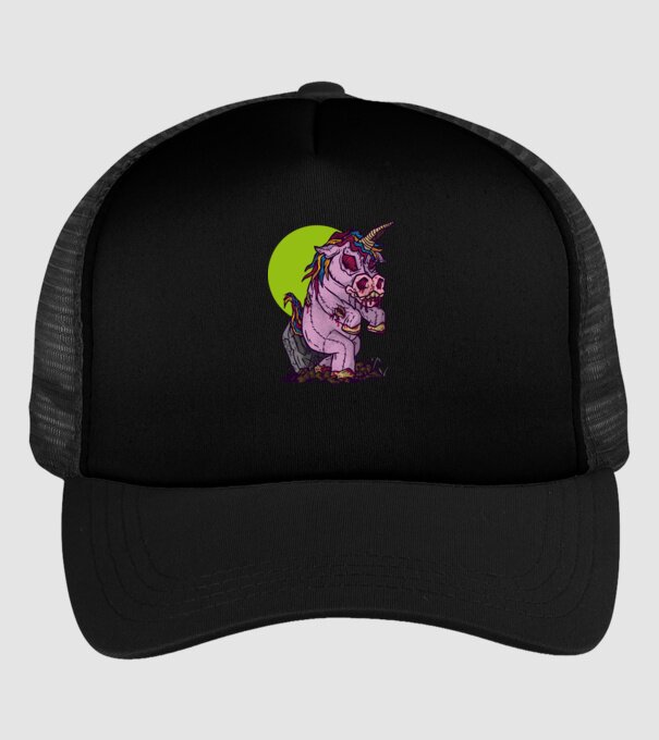 Zombie unicorn model negru pe tricou