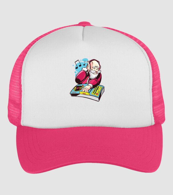 Moș Crăciun DJ model roz neon pe tricou