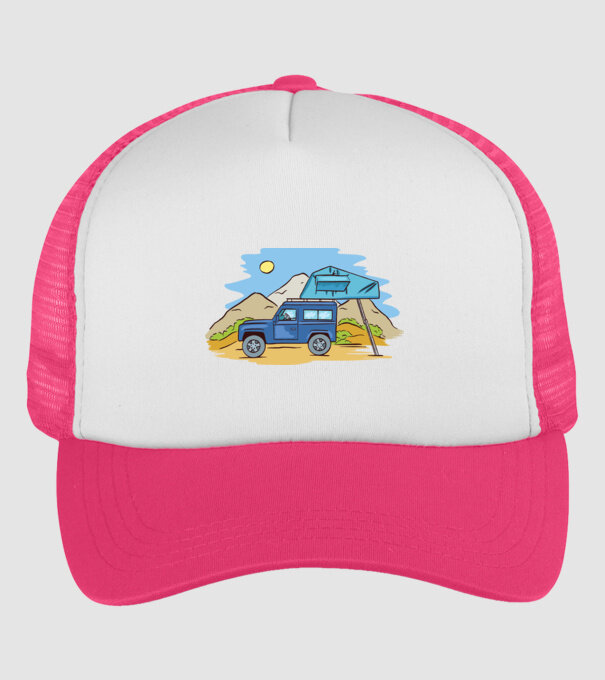 Mașină de camping model roz neon pe tricou