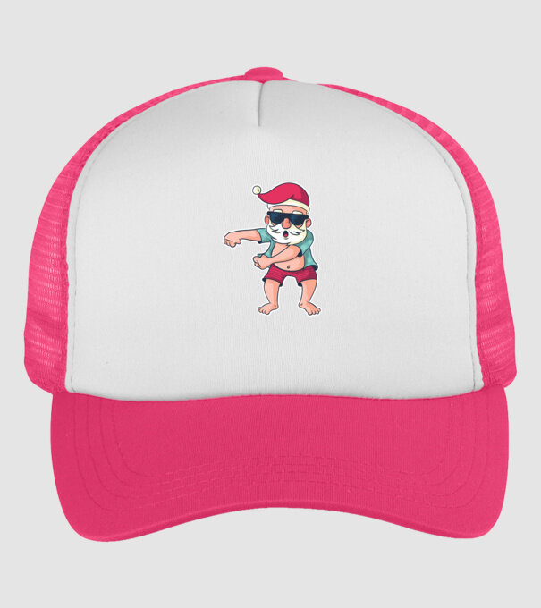 Moș Crăciun dans Floss DAB model roz neon pe tricou