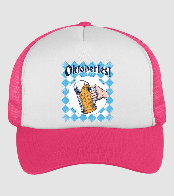 Tricou cu bere Oktoberfest model roz neon pe tricou