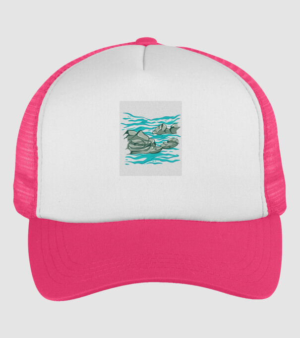 Oceanul cu Stânci model roz neon pe tricou