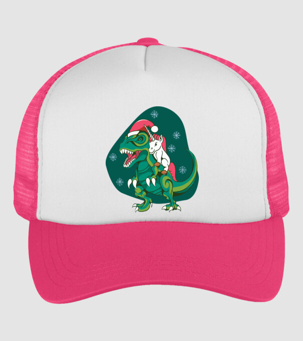 T-rex unicorn Crăciun model roz neon pe tricou