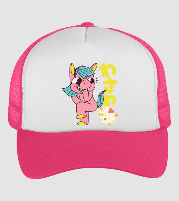 Bășică Unicorn model roz neon pe tricou