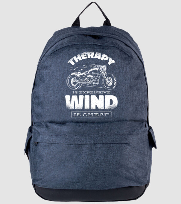 Terapia este scumpă, vântul este mai ieftin - Motociclist model albastru jeanși pe tricou