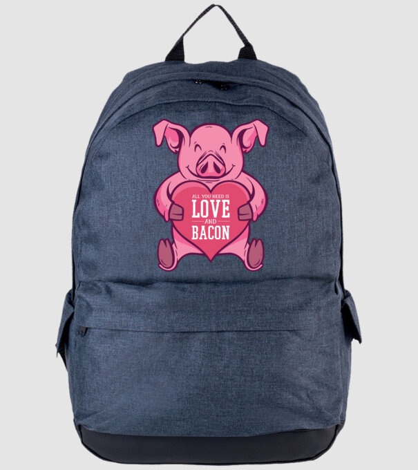 All you need is love and bacon model albastru jeanși pe tricou