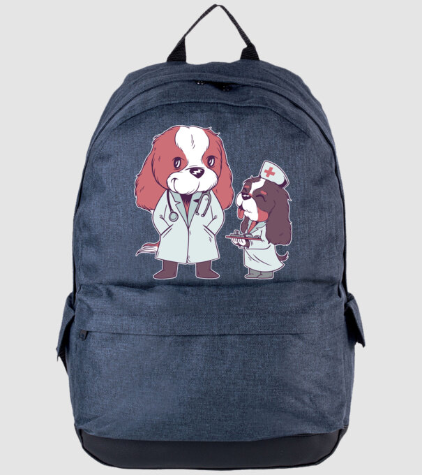 Veterinar câini model albastru jeanși pe tricou