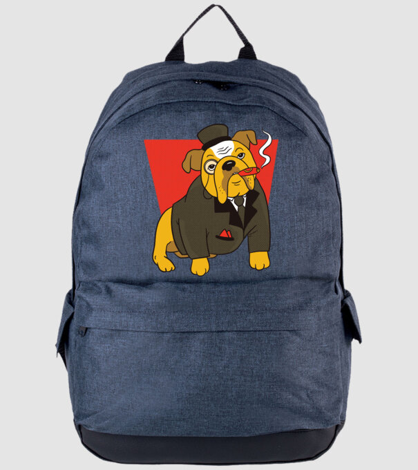 Bulldog englezesc cu trabuc model albastru jeanși pe tricou