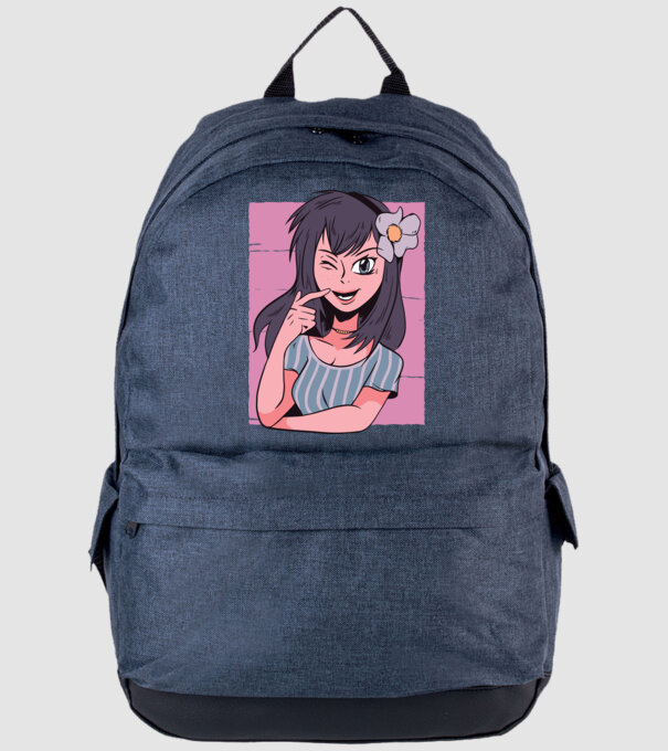 Fată Anime model albastru jeanși pe tricou