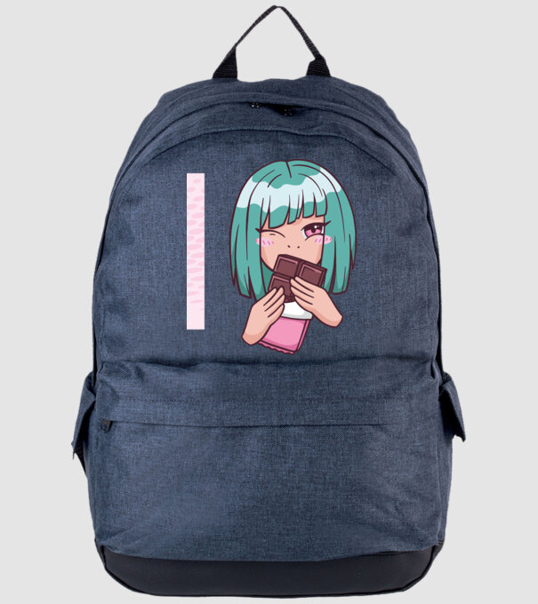 Anime fată cu ciocolată model albastru jeanși pe tricou