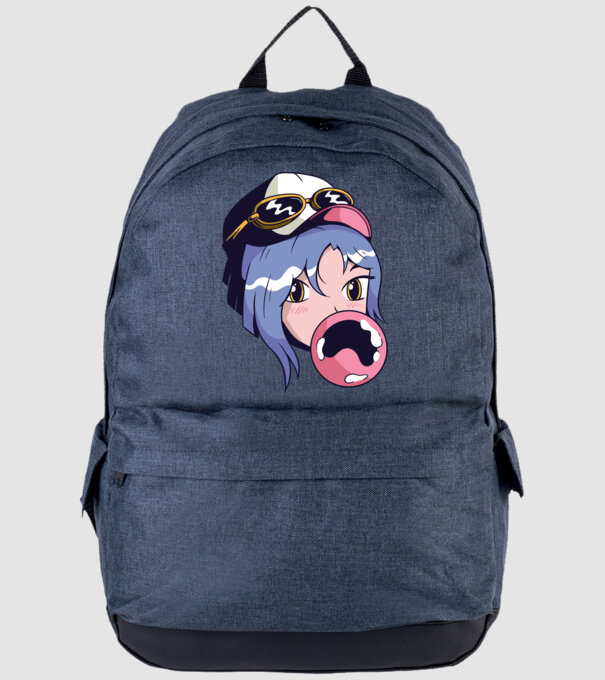 fată Anime cu gumă de mestecat model albastru jeanși pe tricou