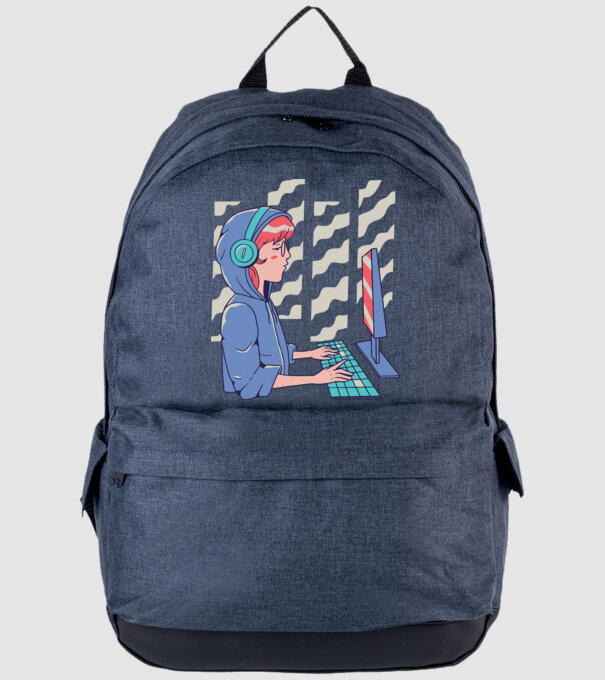 Anime Programator fată model albastru jeanși pe tricou