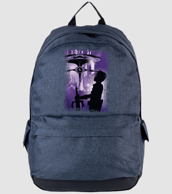 Navă spațială Anime model albastru jeanși pe tricou