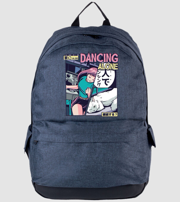 Anime Vaporwave Dancing Alone model albastru jeanși pe tricou
