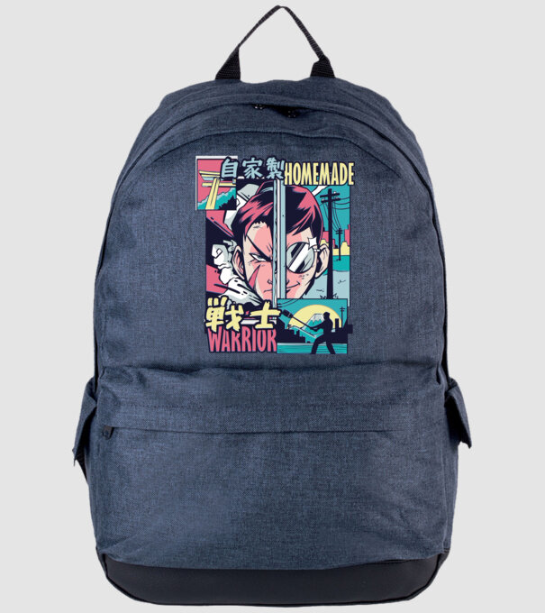 Anime Vaporwave Home Made Warrior model albastru jeanși pe tricou