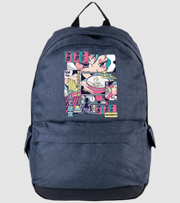 Anime Vaporwave Ramen model albastru jeanși pe tricou