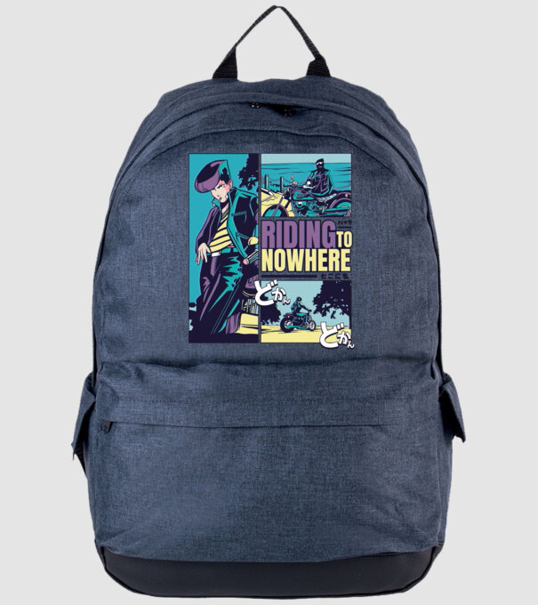 Anime Vaporwave Riding Nowhere model albastru jeanși pe tricou