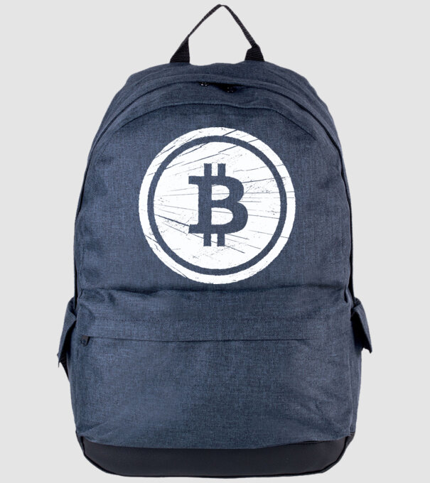 Bitcoin logo model albastru jeanși pe tricou