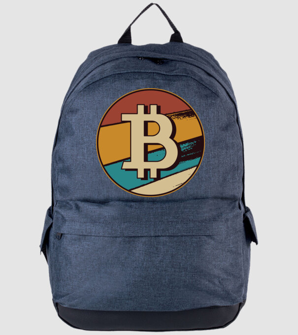 Bitcoin retro model albastru jeanși pe tricou