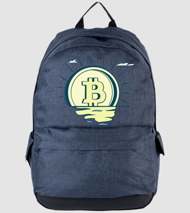 Bitcoin sunrise model albastru jeanși pe tricou