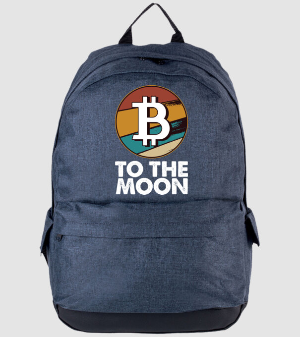 Bitcoin to the moon model albastru jeanși pe tricou
