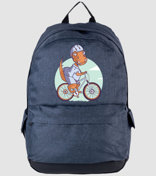 Dinozaur de T-Rex cu bicicletă model albastru jeanși pe tricou