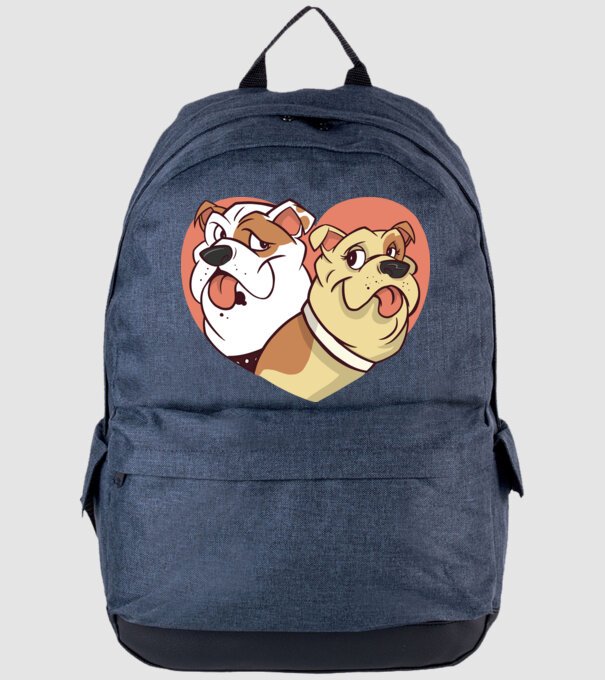 Dragoste Bulldog model albastru jeanși pe tricou