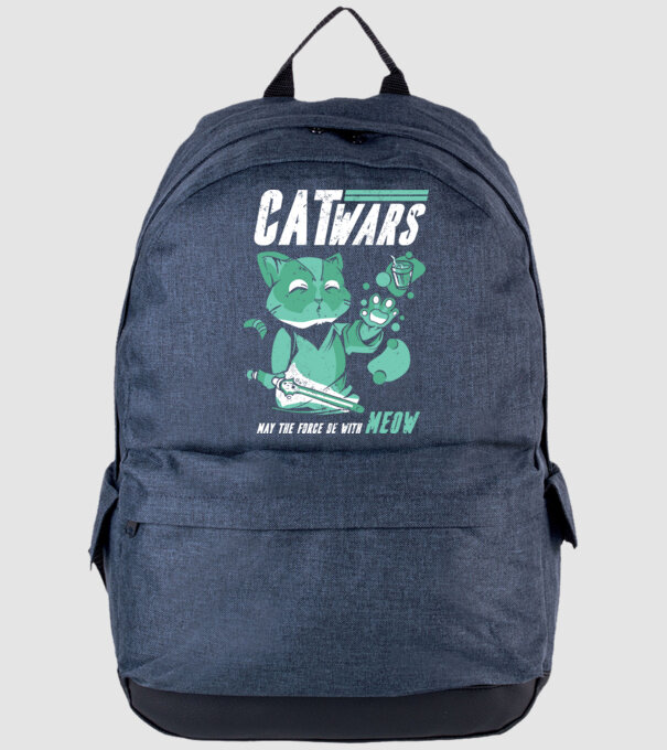 Cat wars - May the force be with meow model albastru jeanși pe tricou
