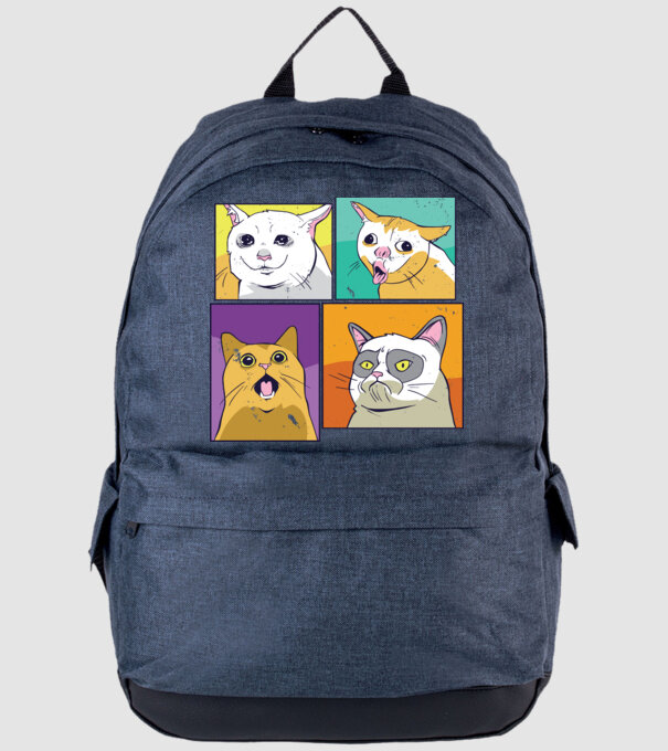 Pisică Meme Pop Art model albastru jeanși pe tricou