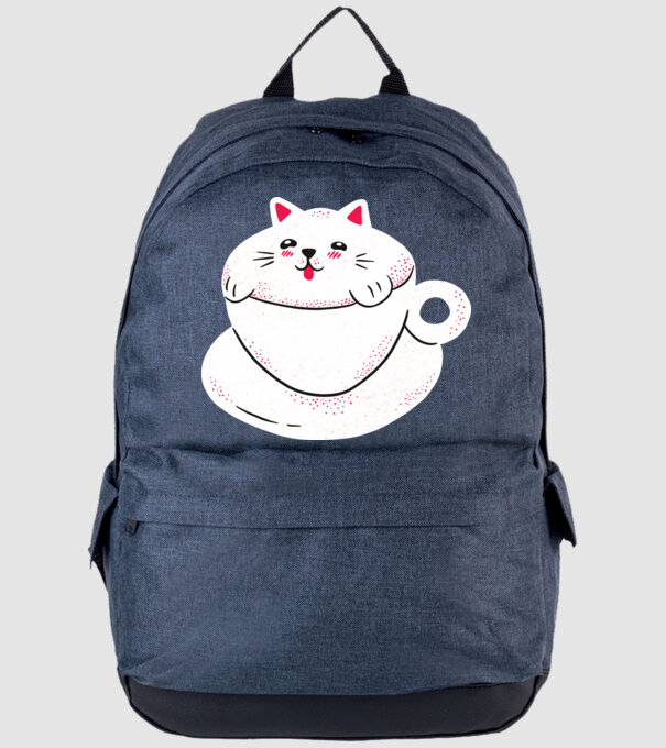 Tricou cafea cu pisică drăguță model albastru jeanși pe tricou