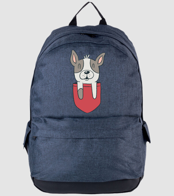Buzunar pentru Bulldog francez drăguț model albastru jeanși pe tricou