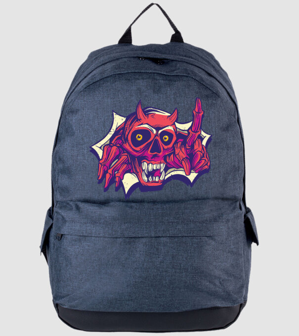 Craniu de Demon model albastru jeanși pe tricou