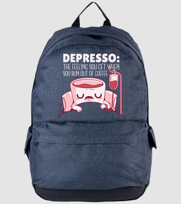 Depresso - Sentimentul când rămâi fără cafea model albastru jeanși pe tricou