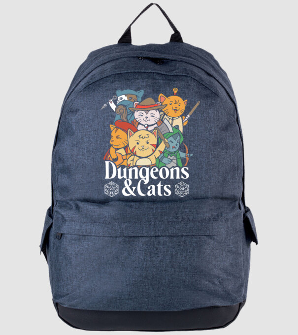 Dungeons and Cats - Joc de rol cu pisici model albastru jeanși pe tricou